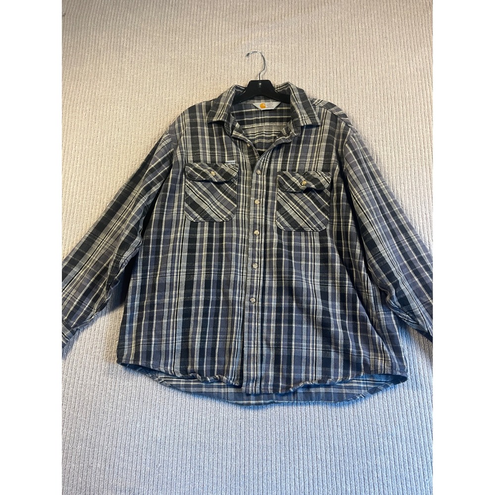 Carhartt Shirt Mens L Rugged Outdoor Wear Plaid Button Down Heavyweight Thick